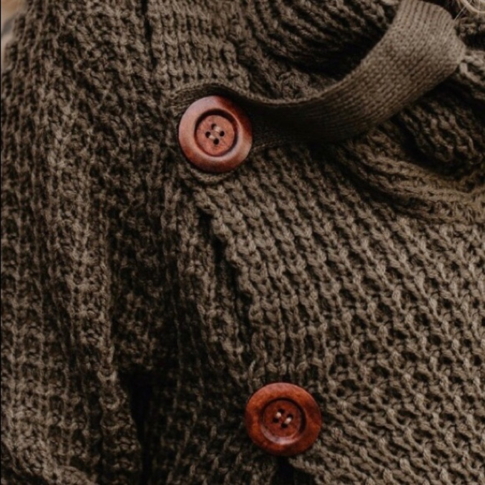 ✨Army Green Waffle Cowl Neck Sweater✨ - Picture 3 of 4